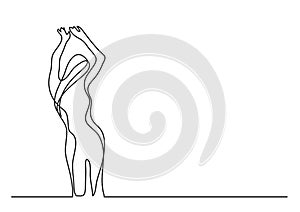 Continuous line drawing of dancing woman