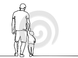 Continuous line drawing of a father and son lovely family concept Father's Day card minimalism style