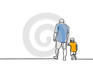 Continuous line drawing of a father and son lovely family concept Father's Day card minimalism style