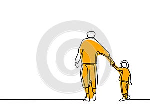 Continuous line drawing of a father and son lovely family concept Father's Day card minimalism style