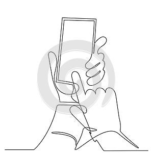 Continuous line drawing of finger touch smartphone