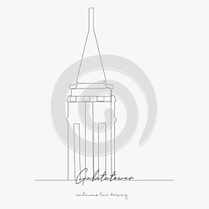 Continuous line drawing. galatatower. simple vector illustration. galatatower concept hand drawing sketch line