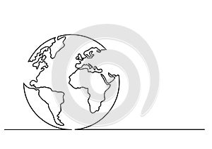 Continuous line drawing of globe