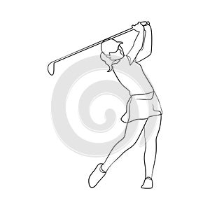 Continuous line drawing of golfer