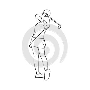 Continuous line drawing of golfer