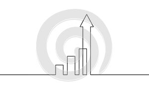 Continuous line drawing of graph business icon