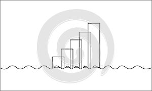 Continuous line drawing of graph business icon. Illustration vector of Growth graph