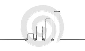 Continuous line drawing of graph. Illustration vector of bar chart