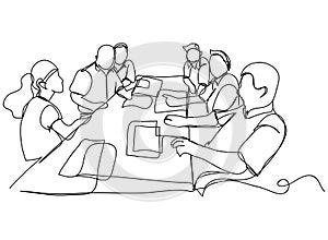 Continuous line drawing of a group of friends Enjoying a line dancing vector illustration