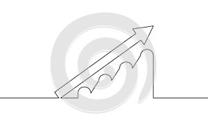 Continuous line drawing of growth graph. Illustration vector of arrow up