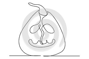 Continuous line drawing of Halloween pumpkin. Vector illustration