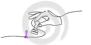 Continuous Line Drawing Hand Chess Piece. Board Game Strategy Vector Graphic