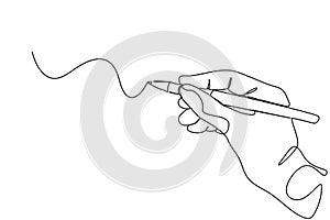 continuous line drawing of hand drawing line with pen