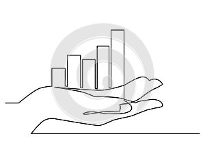 Continuous line drawing of hand showing growth chart