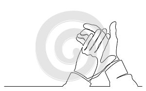 Continuous line drawing of hands applauding