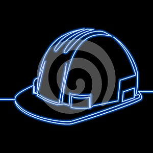 Continuous line drawing hard hat neon concept