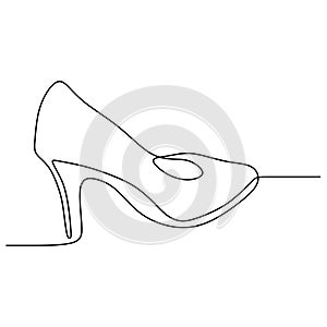 Continuous line drawing of highheel shoe for woman fashion isolated on white background vector illustration