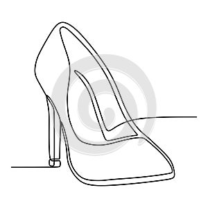 Continuous line drawing of highheel shoe for woman fashion isolated on white background vector illustration