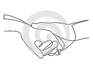 Continuous line drawing of holding hands together photo