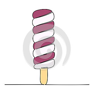 Continuous line drawing of ice cream. Vector illustration