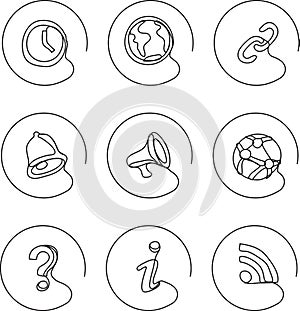 Continuous line drawing icons - connections information