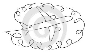 Continuous line drawing of jet plane