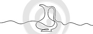 Continuous line drawing of jug. Single line decanter icon.