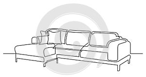 Continuo línea dibujo de El gran sofá almohadas 