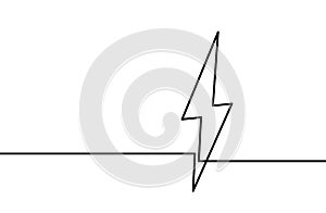 Continuous line drawing of lightning. Lightning line icon. One line drawing background. Lightning continuous line icon