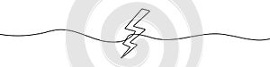 Continuous line drawing of lightning. Lightning line icon. One line drawing background. Lightning continuous line icon
