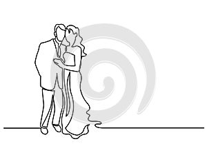 Continuous line drawing of loving couple