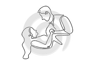 continuous line drawing of loving couple having fun and dancing vector minimalism