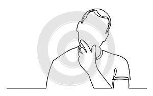 Continuous line drawing of man analyzing opportunities photo
