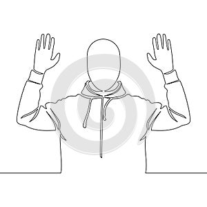 Continuous line drawing Man surrendering vector