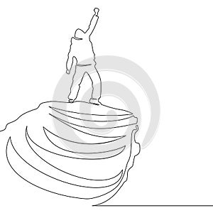 Continuous line drawing of man on the top vector