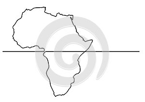 Continuous line drawing - map of Africa