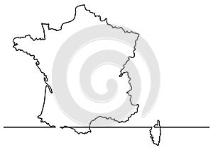 Continuous line drawing - map of France