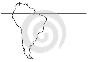 Continuous line drawing - map of South America