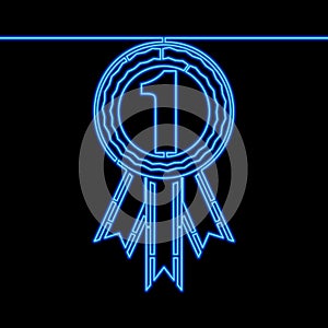 Continuous line drawing medal icon neon concept