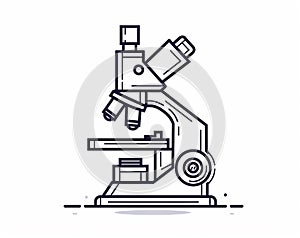 A continuous line drawing of a microscope laboratory. Research and science concept. Editable strokes.
