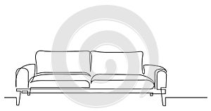 Continuous line drawing of modern style sofa