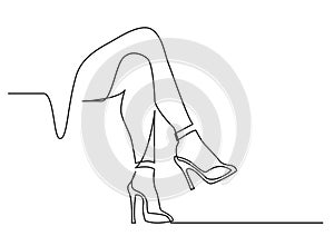 Continuous line drawing of naked women legs in high heels