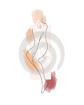 continuous line drawing of naked women legs in high heels. One line drawing abstract feet with shoes. Modern continuous