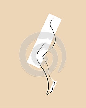 Continuous line drawing of naked women legs in high heels. One line drawing abstract feet with shoes. Modern continuous line art