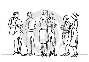 Continuous line drawing of office party