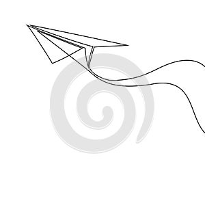 Continuous line drawing of paper airplane