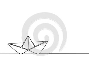 Continuous line drawing of paper boat