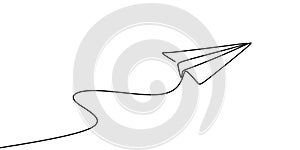 Continuous line drawing of paper plane vector illustration photo