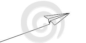Continuous line drawing of paper plane vector illustration