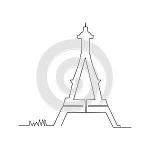 continuous line drawing of paris eiffel tower. isolated sketch drawing of paris eiffel tower line concept. outline thin stroke